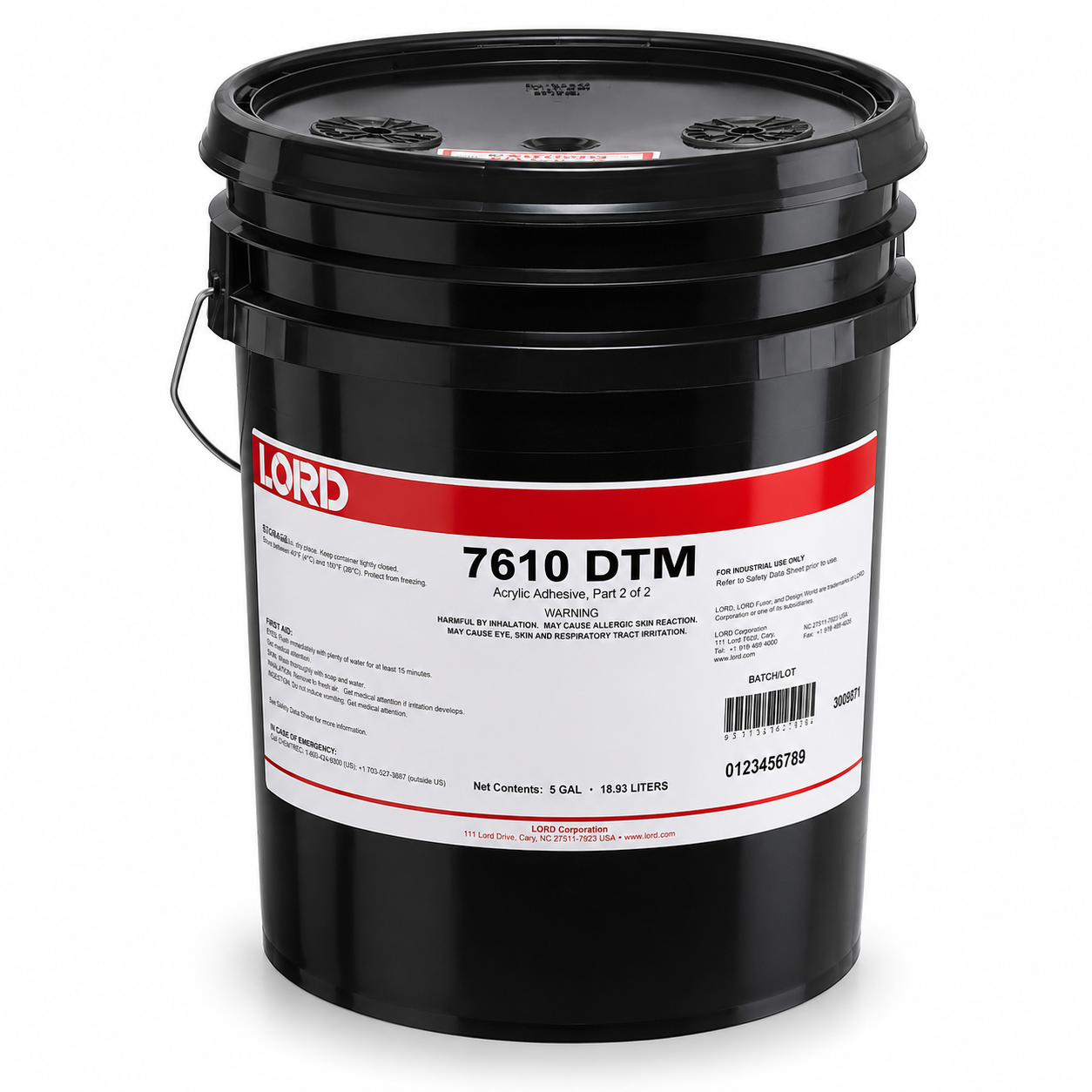 LORD 7610DTM Black Direct-To-Metal Adhesive Sealant Pail