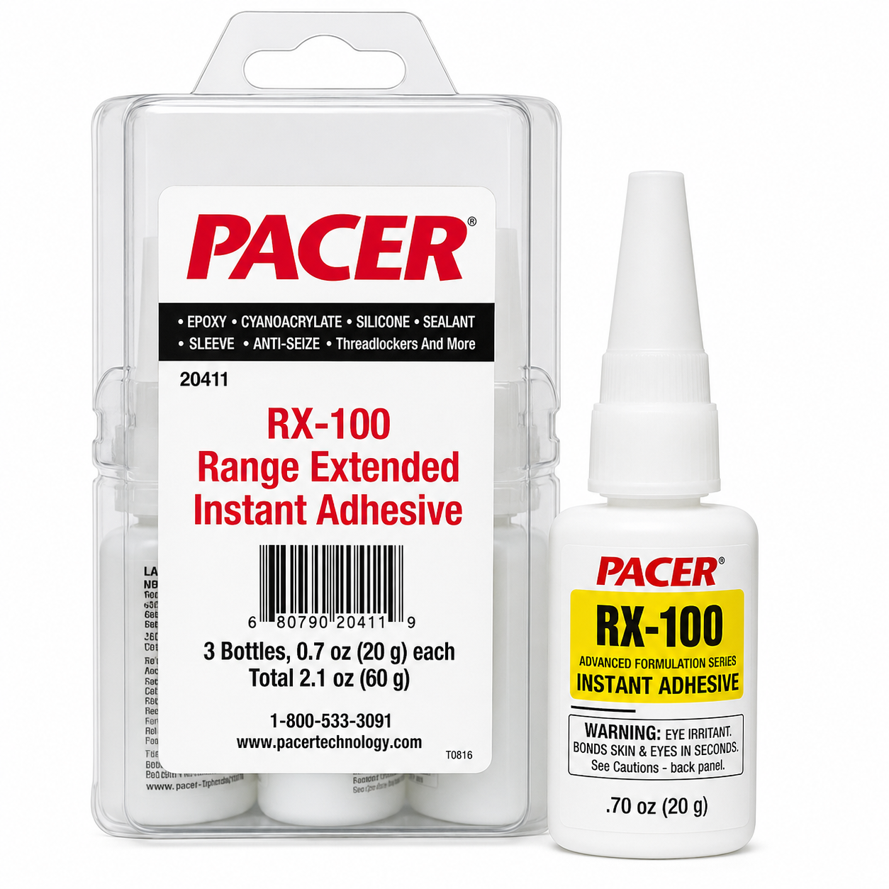 Pacer RX-100 Range Extended Cyanoacrylate Adhesive - 20 Gram (0.70 oz) Bottle