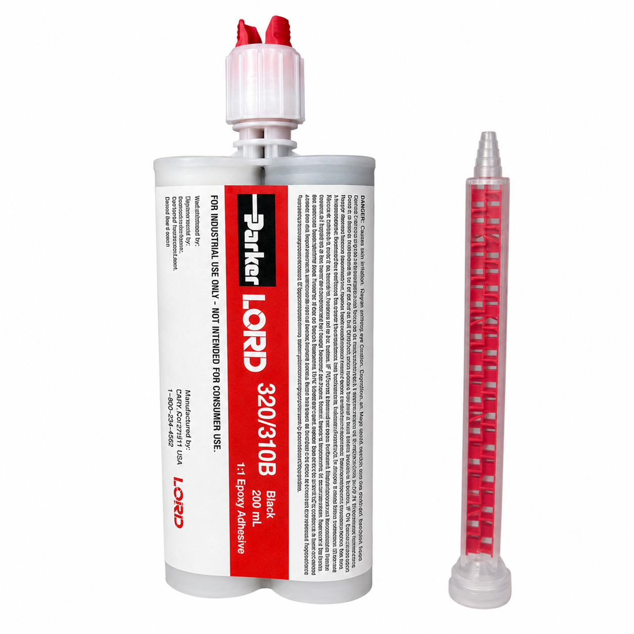 Parker Lord 320/310B epoxy cartridge on a white background