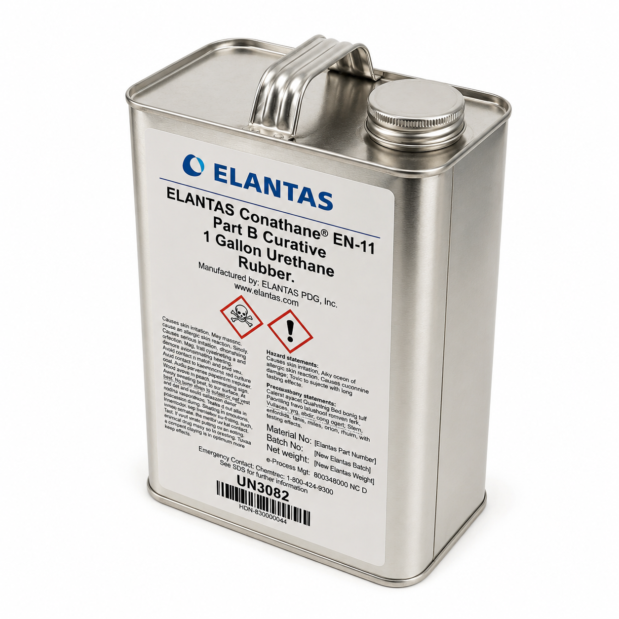 ELANTAS Conathane EN-11 Part B Curative 1-gallon urethane rubber container, high-angle 45-degree view on white background.