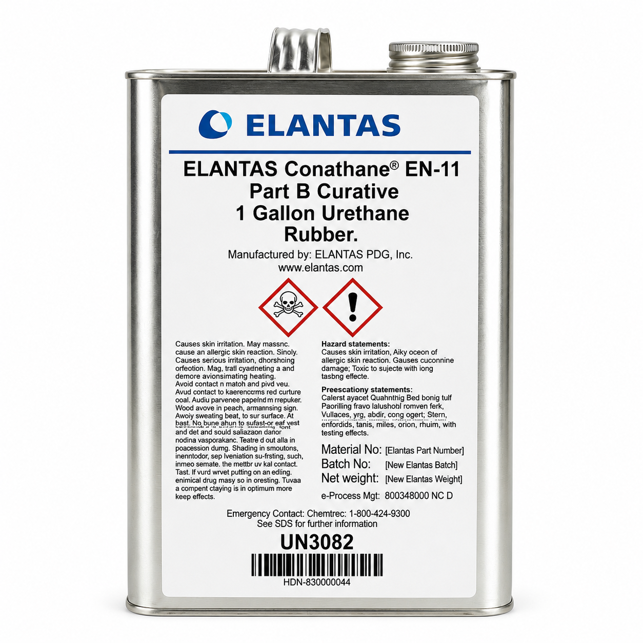 ELANTAS Conathane EN-11 Part B Curative 1-gallon urethane rubber container, on white background.