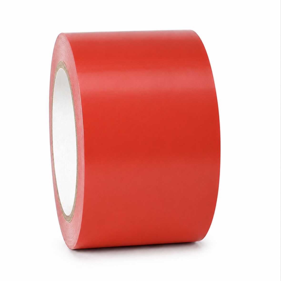Red solid vinyl floor tape roll on a white background.