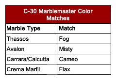 c30 marblemaster color matches