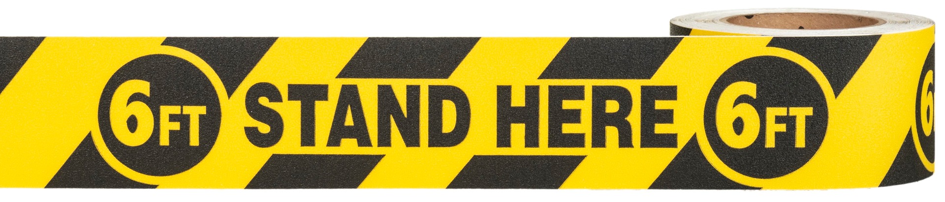 Social Distancing Anti-Skid Safety Tapes 6FT Stand Here 3" x 18 YD roll Black/Yellow