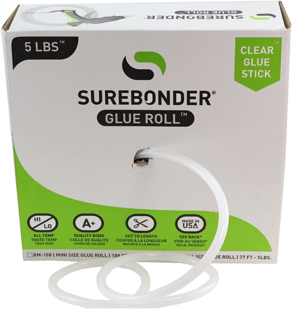 Surebonder 725 RR-77 Full Size 77ft. Clear Hot Glue Stick Roll – 5 lb Box -  Chemical Concepts