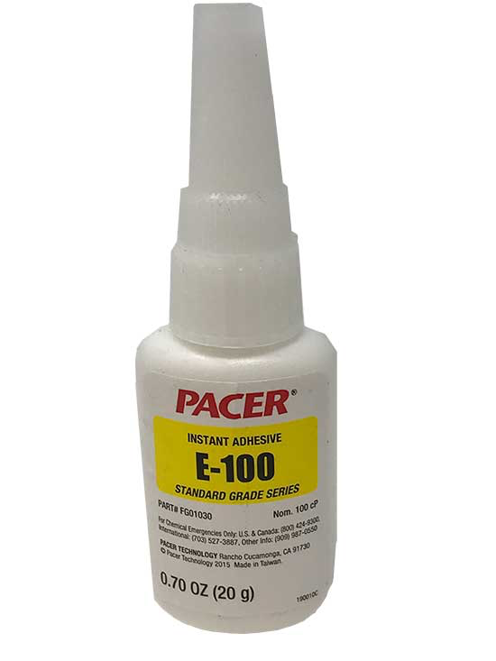 Pacer E-100 medium viscosity cyanoacrylate adhesive bottle