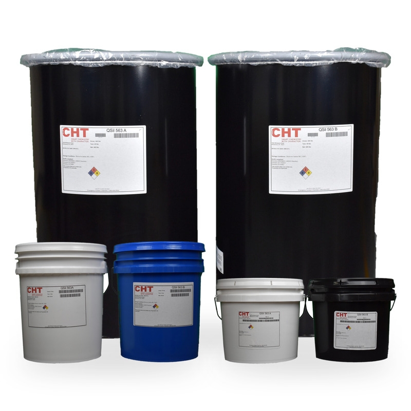 QSil 563 thermally conductive silicone potting compound kit sizes including gallon, pail, and drum kits