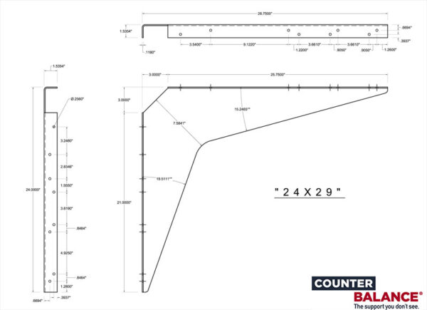 CounterBalance® Workstation Bracket-24x29-Black-US
