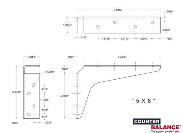 CounterBalance® Workstation Bracket-5x8-Gray-US