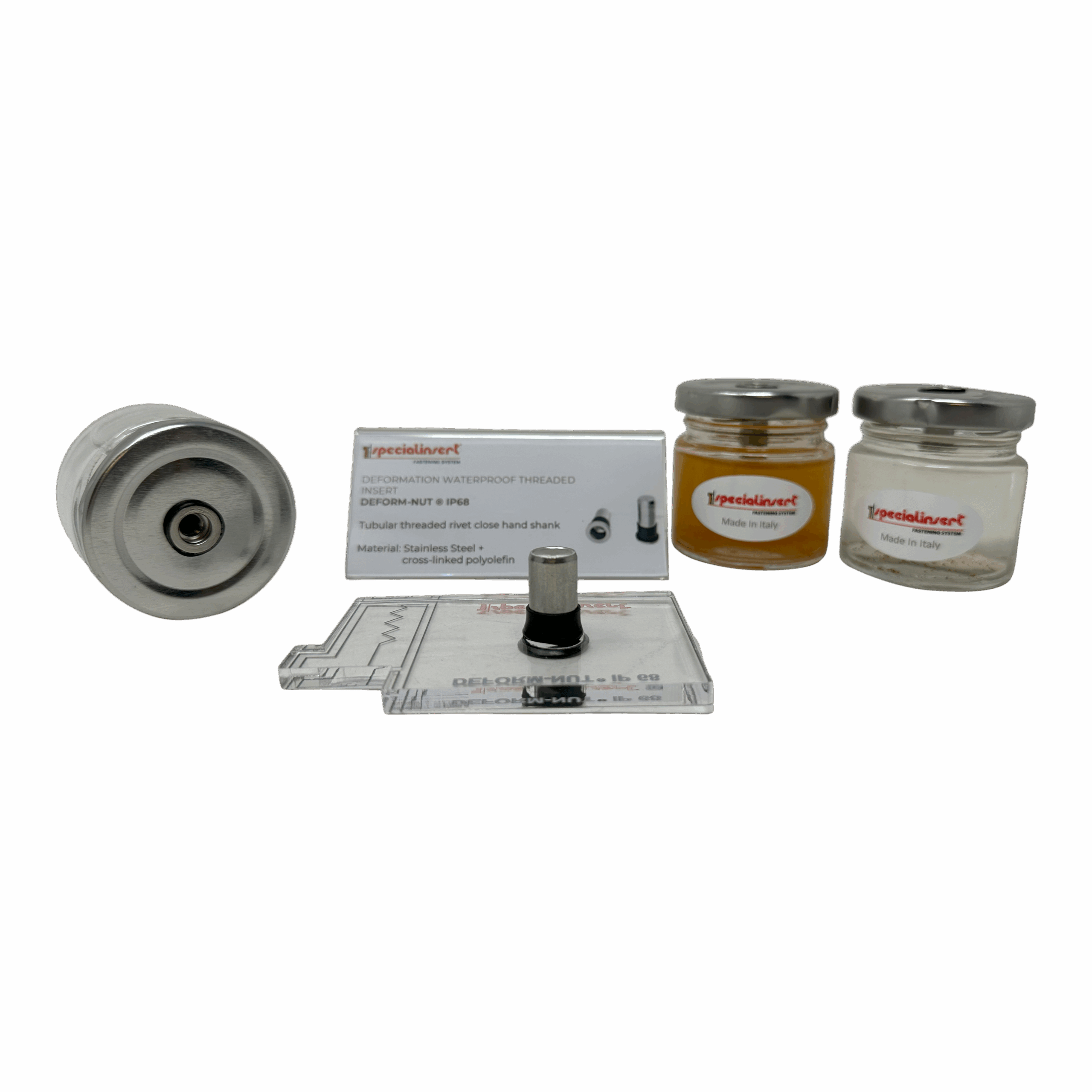 IP68 Deform-Nut Round Body, Flange-Sealing, Closed-End – Stainless Steel (M5–M8, 1/4-20)