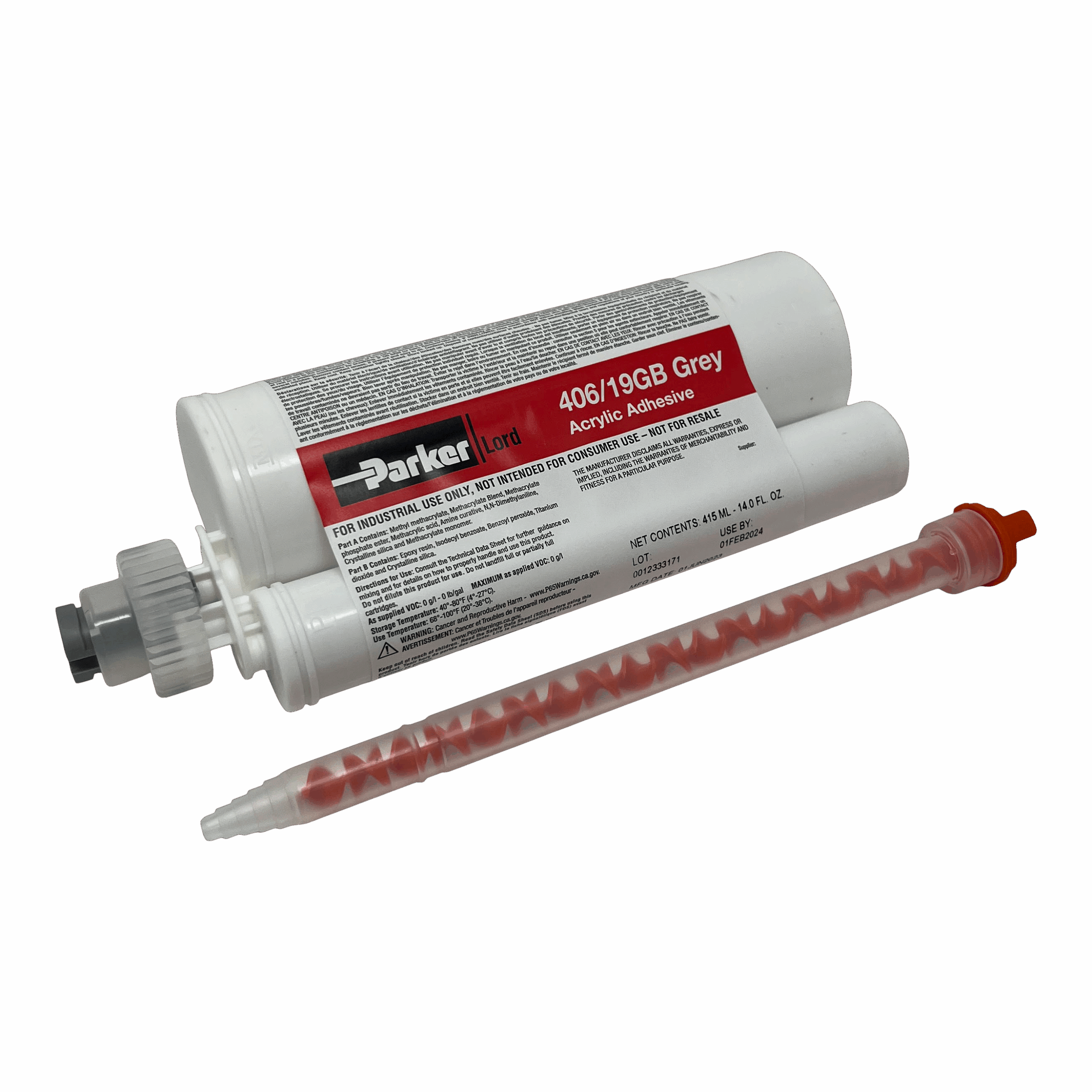 LORD 406/19GB-Gray (4:1) Acrylic Adhesive w/ Glass Beads - 415ML Cartridge
