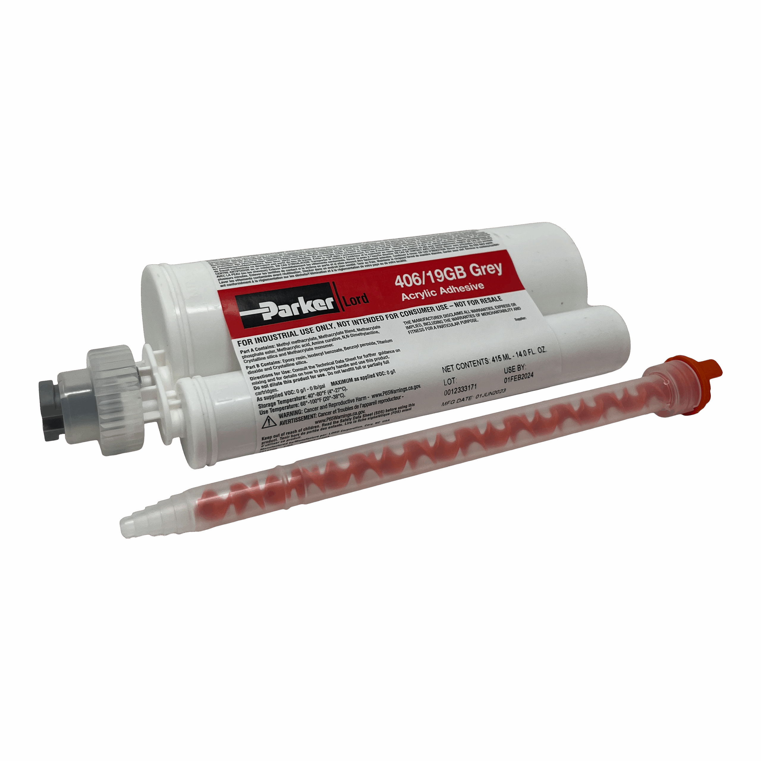 LORD 406/19GB-Gray (4:1) Acrylic Adhesive w/ Glass Beads - 415ML Cartridge