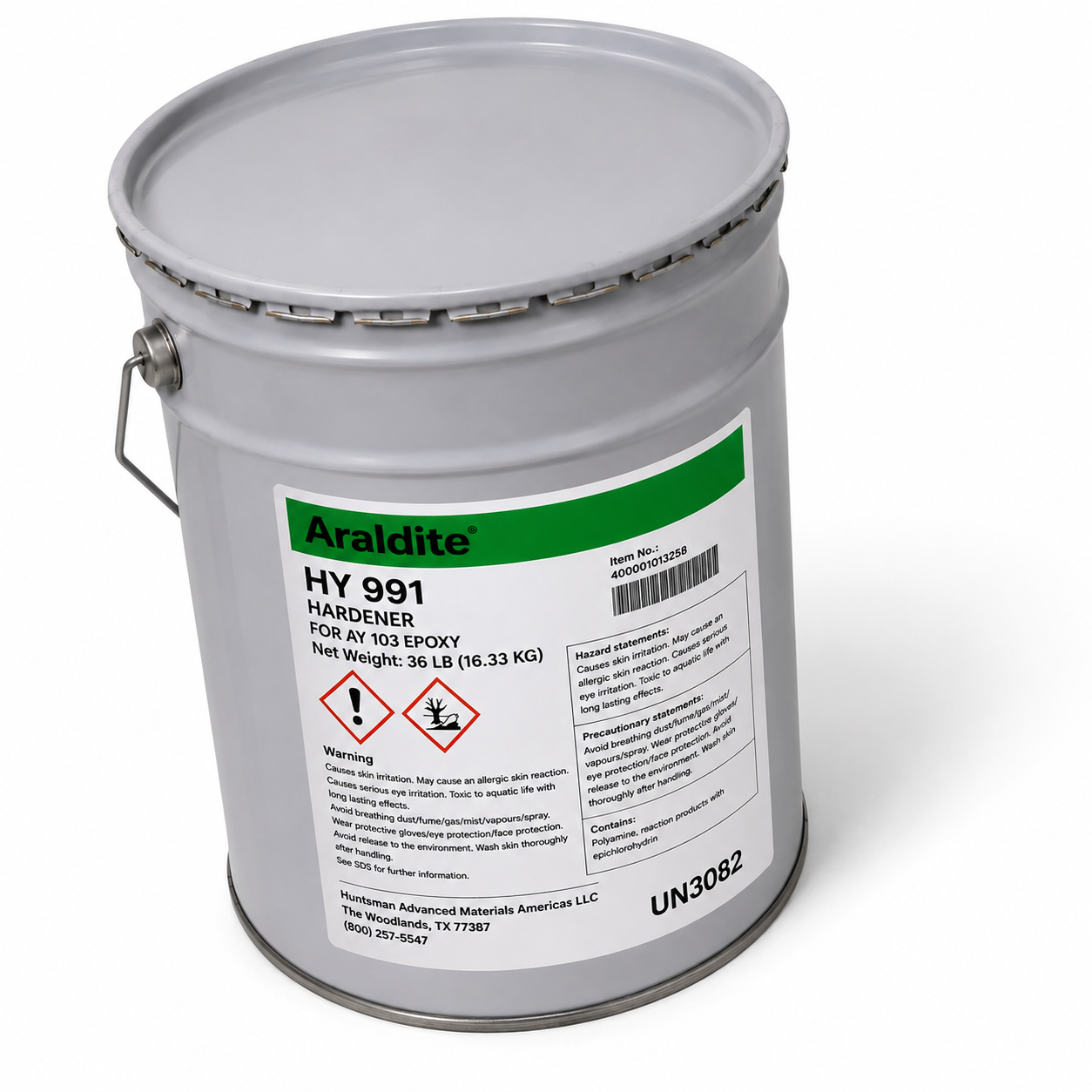 Huntsman Araldite HY 991 Hardener for AY 103 Epoxy, 36 lb