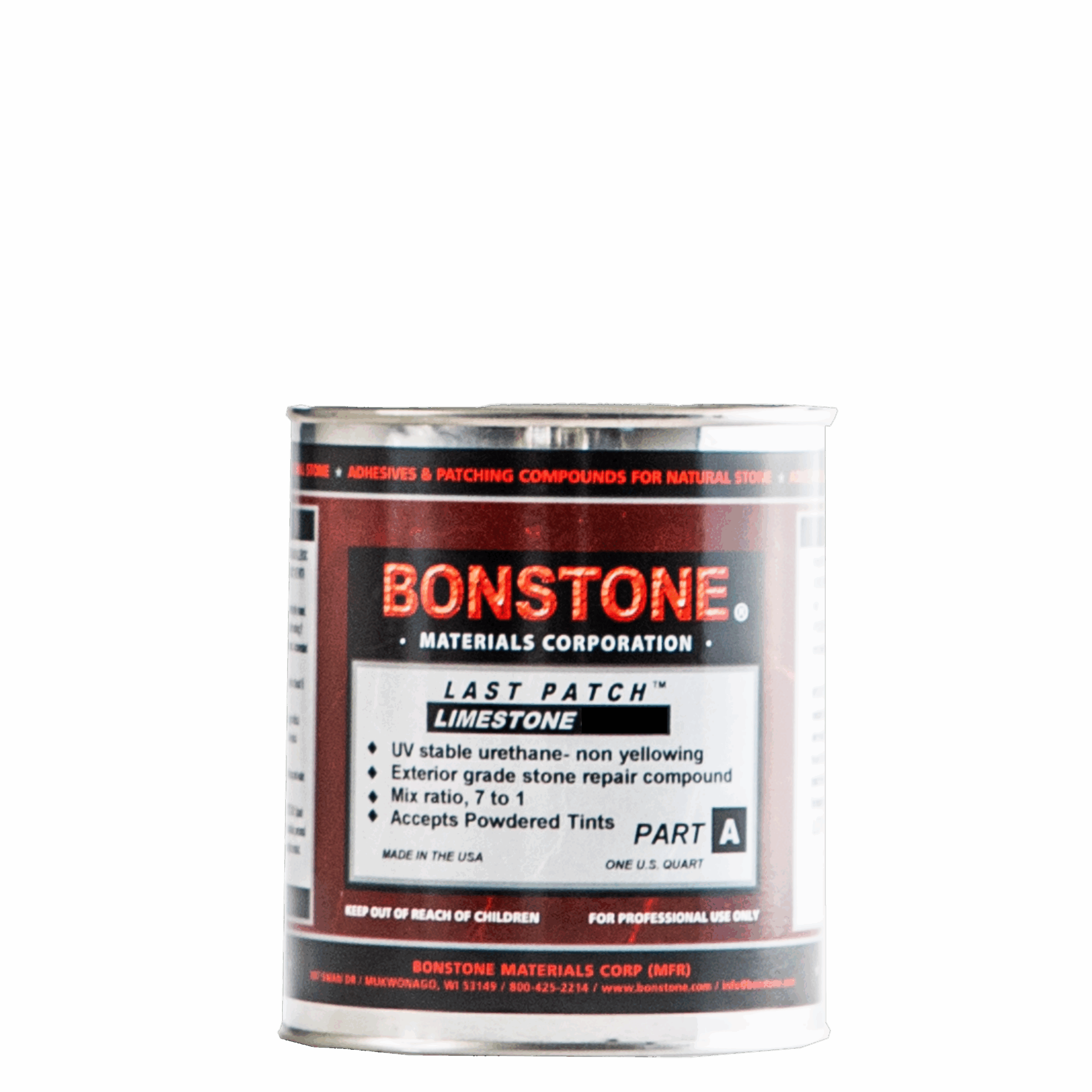 Bonstone Last Patch Limestone Kit - Indiana Gray - QT Kit - 1 Qt A, (4) 1oz Tubes B