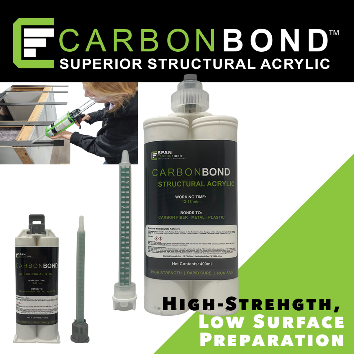 CarbonBond Structural Acrylic Adhesive - Black - 50ml