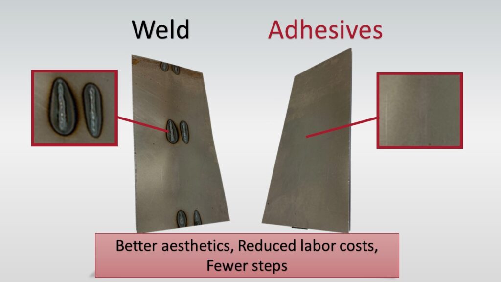 Comparison of welding versus adhesive bonding metal techniques