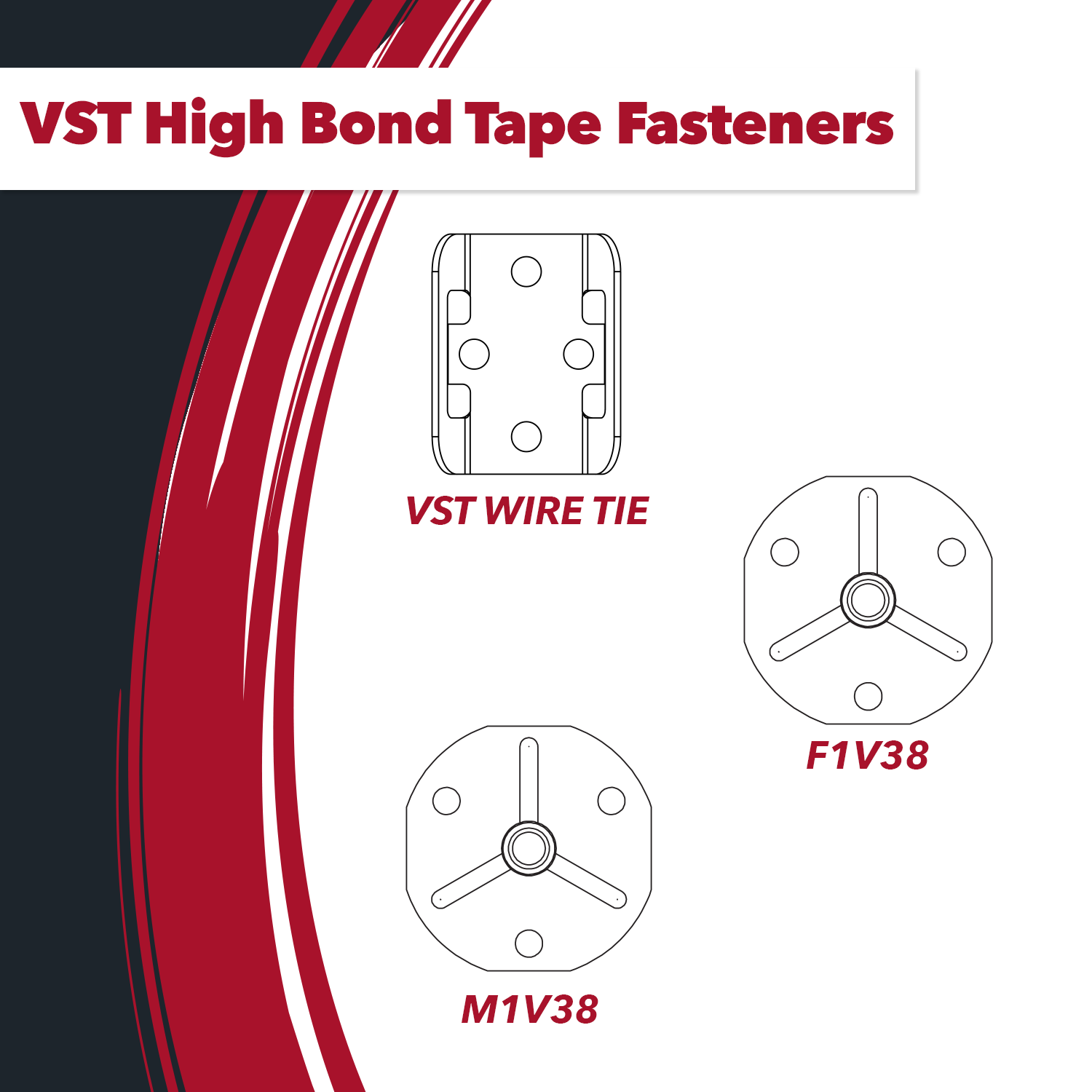 Chem-Set VST F1V38 Female High Bond Tape Fastener - F1-V38-10-24