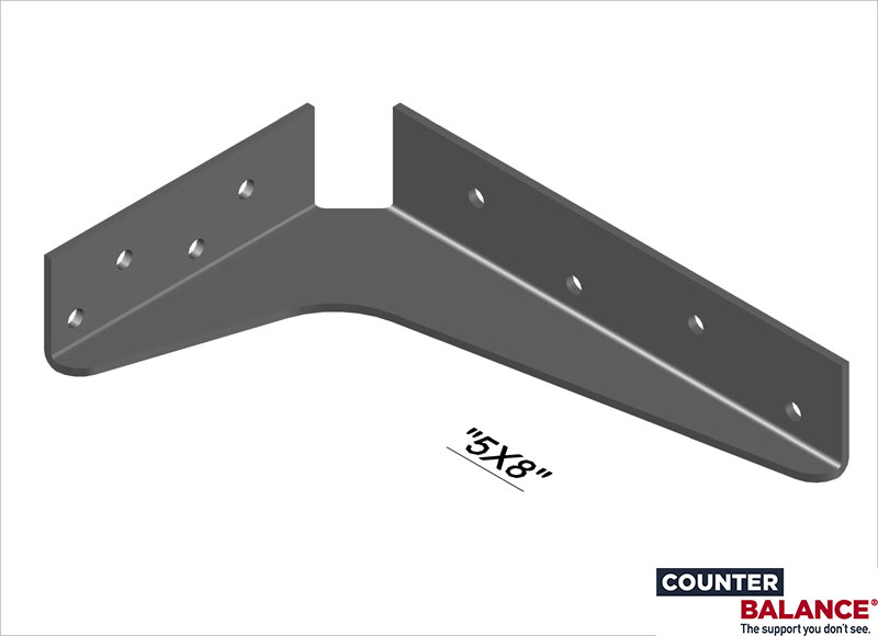 CounterBalance® Workstation Bracket, 5 x 8", Black, Import