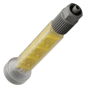 Xemex X2-C8-7L low-waste static mixer with 16.7 mm bell connection and luer-lock outlet