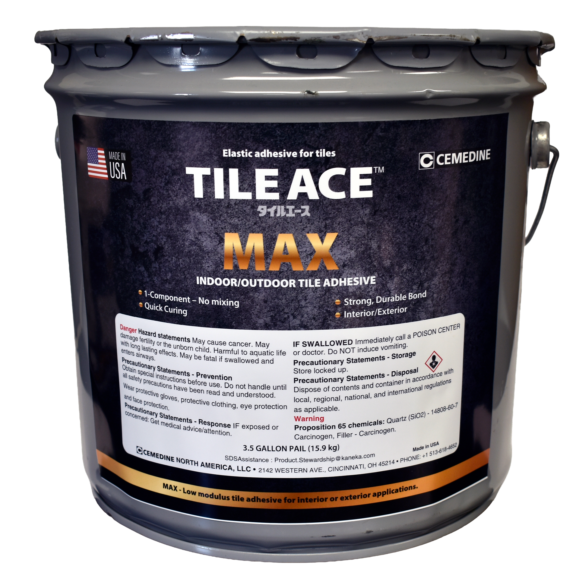 Tile Ace Max tile adhesive 3.5 gallon pail for indoor and outdoor tile installation