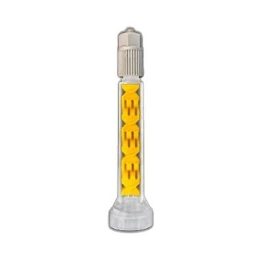 Xemex X2-C8-8L low-waste static mixer with 8-element yellow insert, bell connection, and luer-lock outlet
