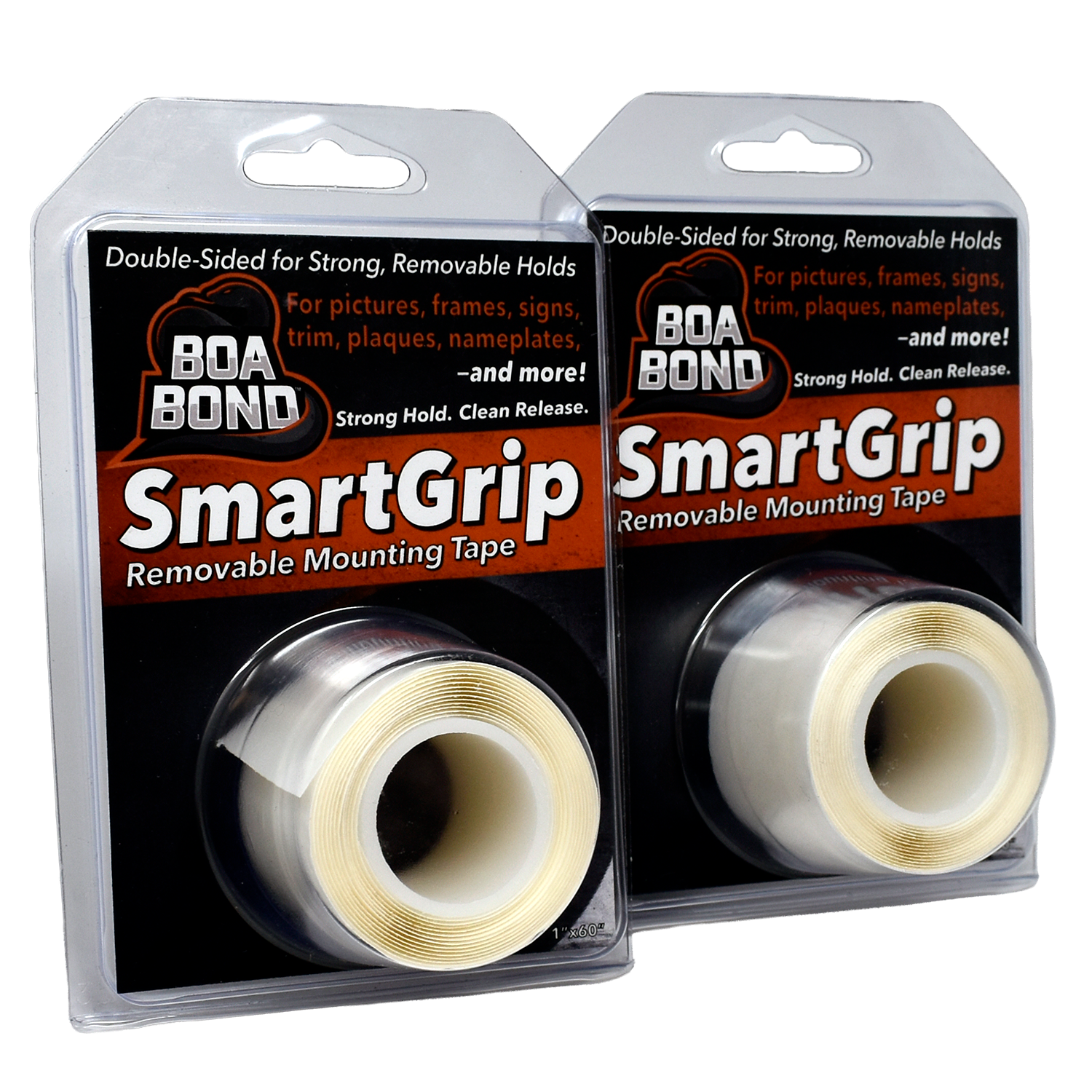 BoaBond SmartGrip Standard Removable Mounting Tape, 1 in x 5 ft Roll