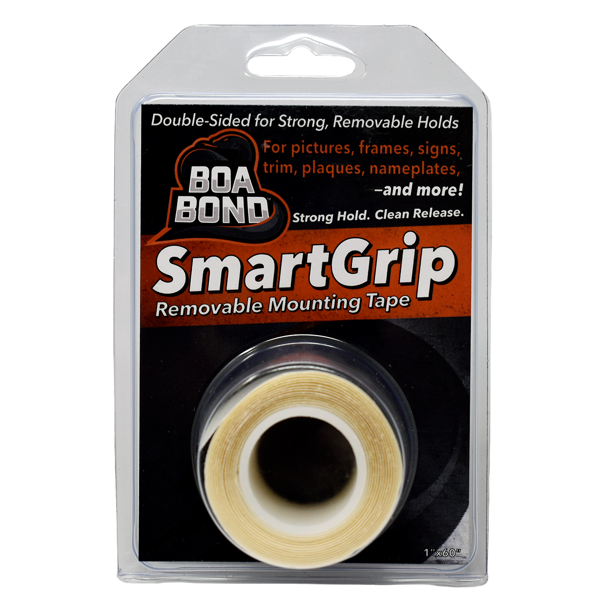 BoaBond SmartGrip Standard Removable Mounting Tape, 1 in x 5 ft Roll
