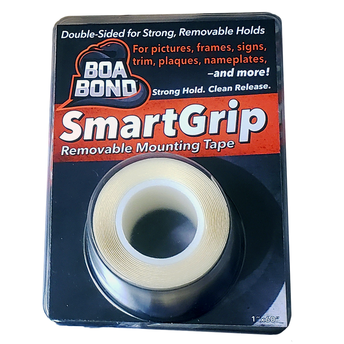 BoaBond SmartGrip Standard Removable Mounting Tape, 1 in x 5 ft Roll