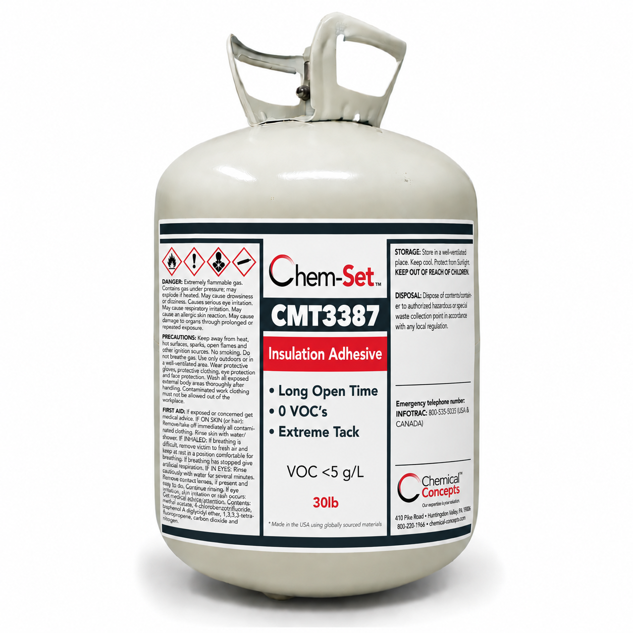 Chem-Set CMT3387 Zero-VOC Pressure Sensitive Contact Cement - 30lb Container