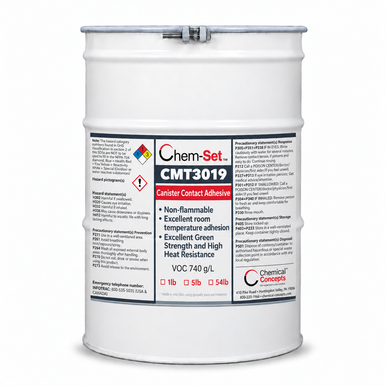 Chem-Set CMT3019 Non-Flammable Spray Grade Bulk Contact Adhesive