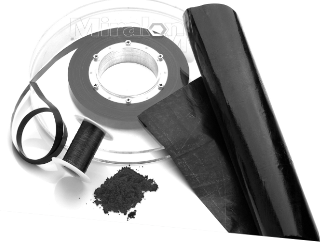 Miralon Carbon Nanotube Product Forms Miralon carbon nanotube product forms: pulp powder, non-woven sheet, tape spool, and yarn spool